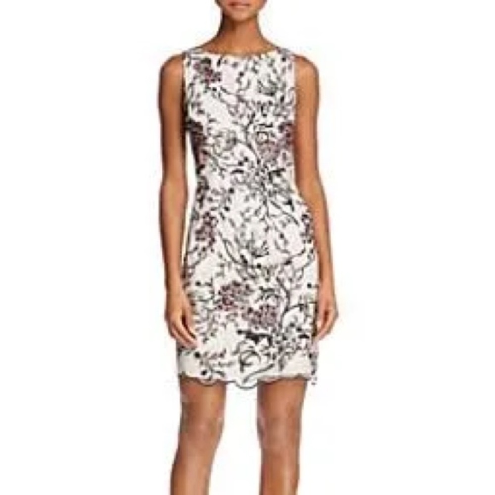 Like New Aidan Mattox Black and White Floral Mini Dress size 8